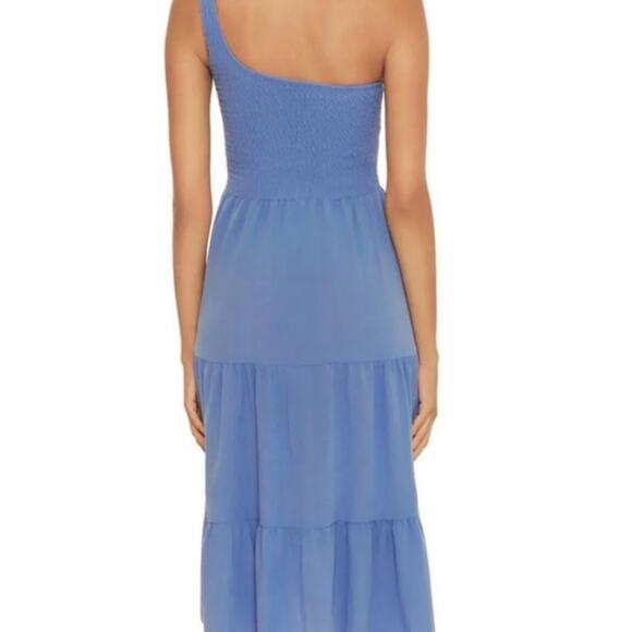 Becca Swim Mist Blue Ponza Smocked One Shoulder Dress Sz L NWT - Picture 11 of 13